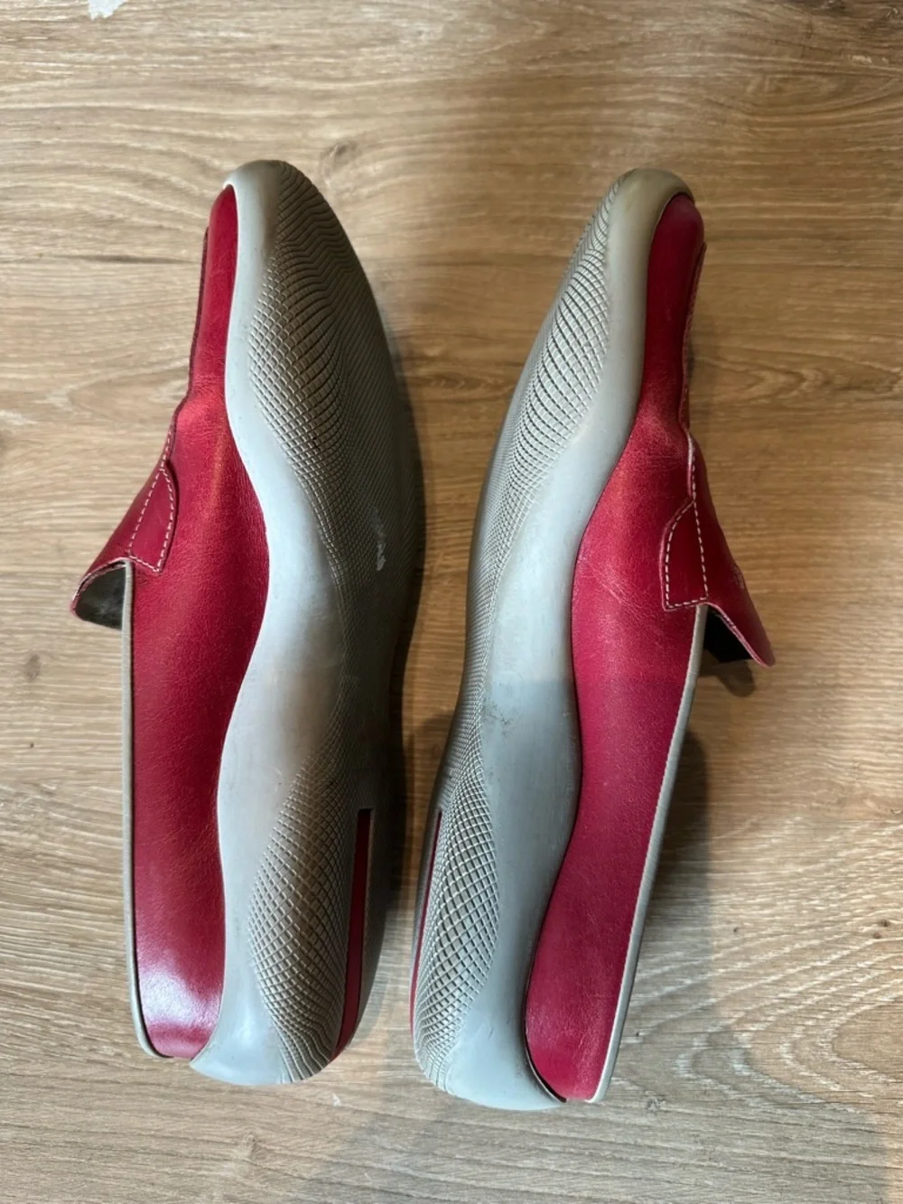 Prada Red Perforated Leather Slip-On Mules - Picture 3 of 8